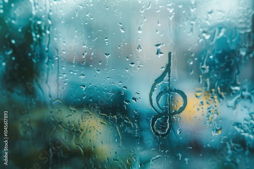 Music note doodle silhouette backgrounds window glass.