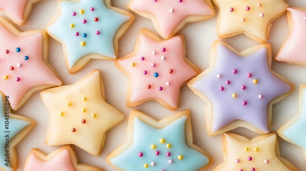 Festive Star-Shaped Cookies Decorated with Icing Festive Star-Shaped Cookies Decorated with Icing