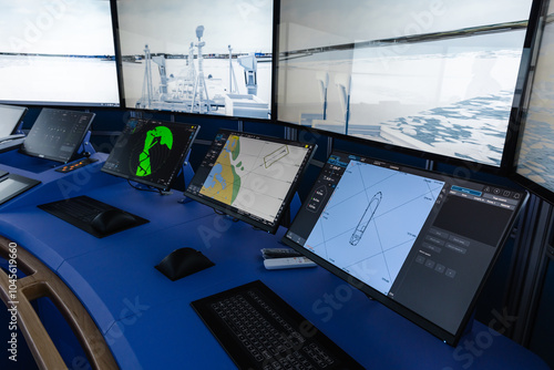 Wallpaper Mural Modern ship control panels. The captain bridge equipment Torontodigital.ca