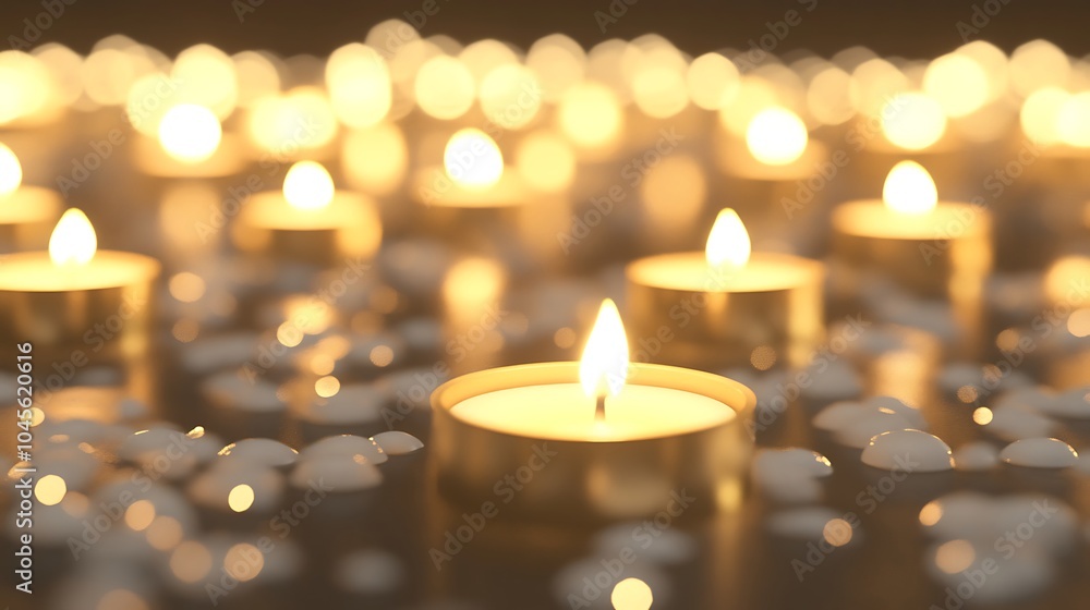 Close-Up of a Golden Menorah with Bright Candles Close-Up of a Golden Menorah with Bright Candles