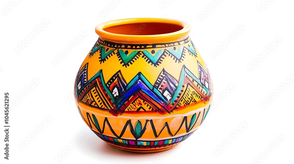 Isolated Decorated Bonalu Pot on White Background Isolated Decorated Bonalu Pot on White Background