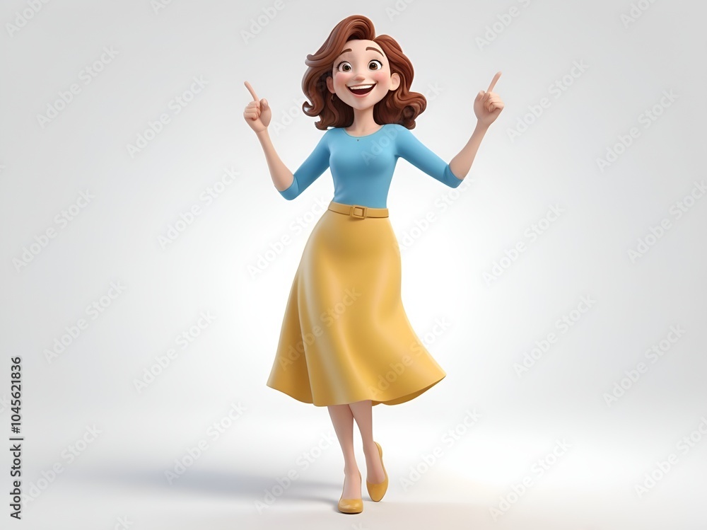 Naklejka premium 3d style a woman female in happy mood peoples feelings reaction