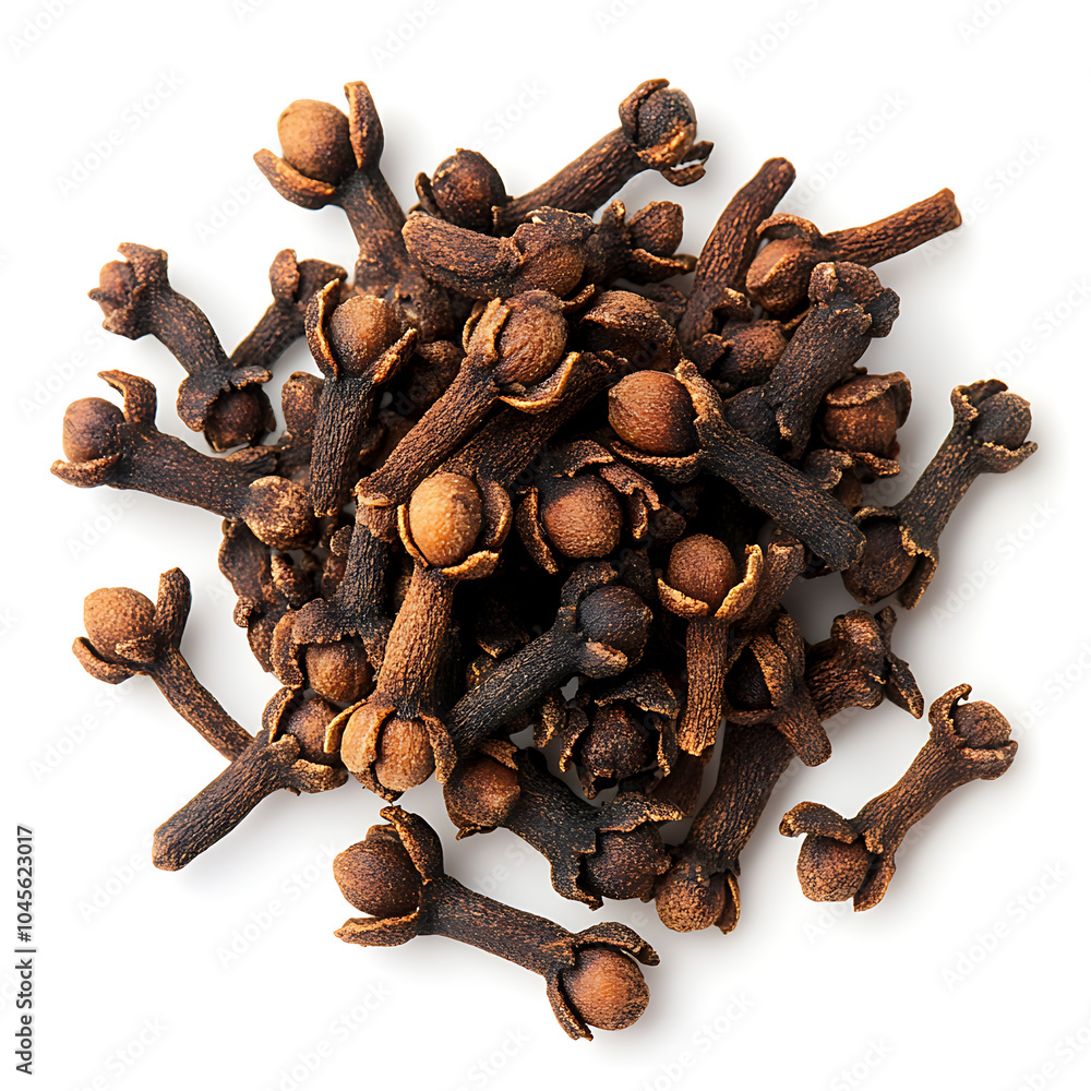 Vibrant Whole Cloves Isolated on White for Culinary Inspiration Vibrant Whole Cloves Isolated on White for Culinary Inspiration