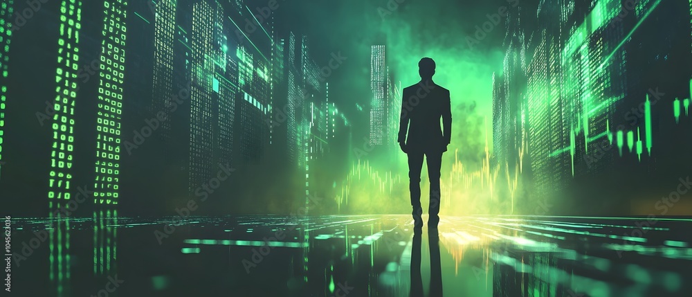 Business Trader in Abstract Financial Environment Business Trader in Abstract Financial Environment
