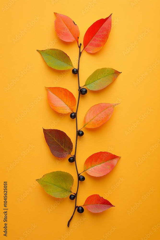 Leafy Autumn background with bright leaves on top. Flat lay, top view, copy space Leafy Autumn background with bright leaves on top. Flat lay, top view, copy space