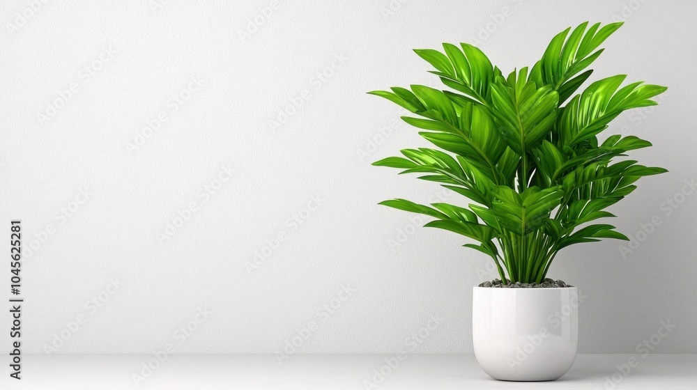 A photostock of a green plant in a pot, white background, minimal style A photostock of a green plant in a pot, white background, minimal style