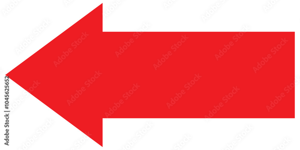 Red large forward or left pointing solid long arrow icon sketched as vector symbol Red large forward or left pointing solid long arrow icon sketched as vector symbol
