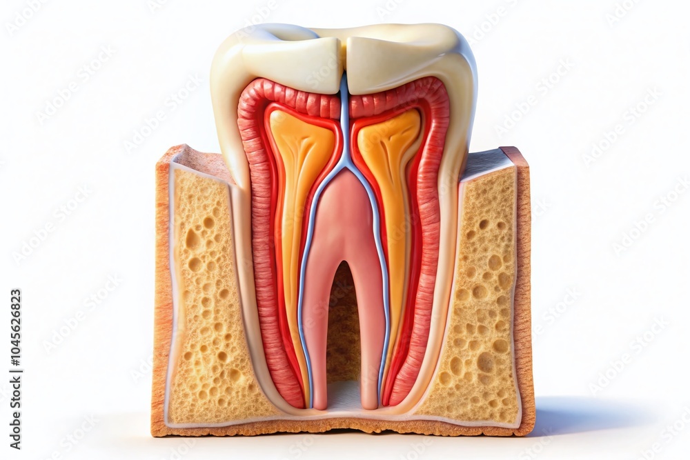 Cross Section of Human Tooth with Endodontic File for Dental Education and Awareness Cross Section of Human Tooth with Endodontic File for Dental Education and Awareness