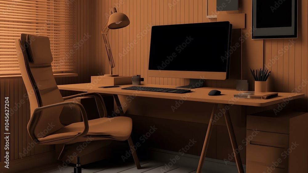 Simple desk setup, office chair, no decorations or clutter, no background, 4K resolution Simple desk setup, office chair, no decorations or clutter, no background, 4K resolution