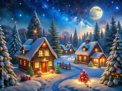 Cute Christmas Graphics with Night Photography for Festive Cheer