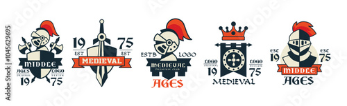 Middle Ages Logo Design and Medieval Emblem Vector Set