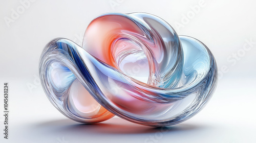 abstract futuristic fantasy background, 3D amorphous shapes with texture of pearl, transparent, colored matte glass, metal on white background, balls, irregular ovals enveloping each other