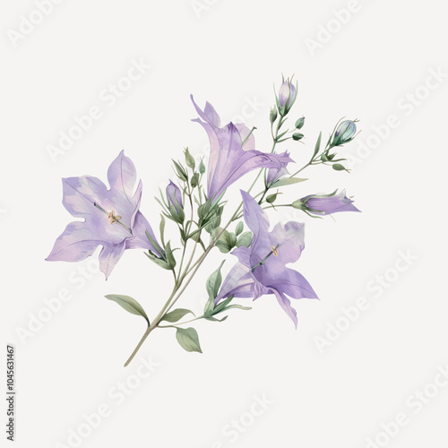 Delicate purple bellflower illustration