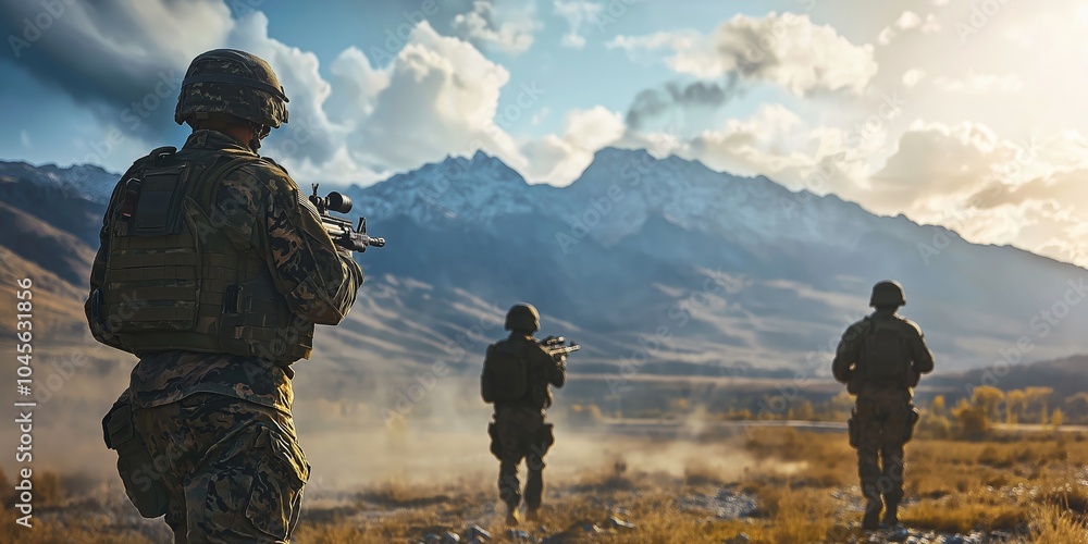 Soldiers navigate rocky mountain terrain while staying vigilant, showcasing endurance and teamwork in harsh conditions. Soldiers navigate rocky mountain terrain while staying vigilant, showcasing endurance and teamwork in harsh conditions.