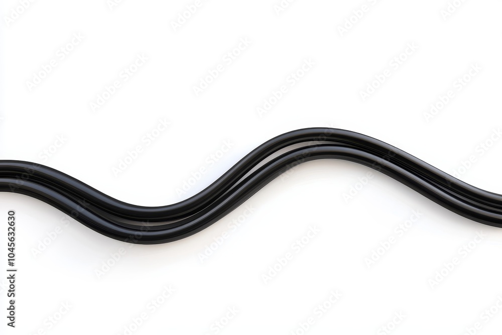 Isolation of black wire cable curled in a rounded shape on white Isolation of black wire cable curled in a rounded shape on white