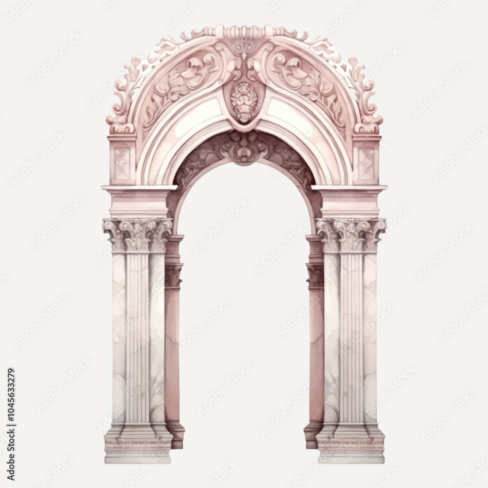 Ornate classical archway with columns Ornate classical archway with columns