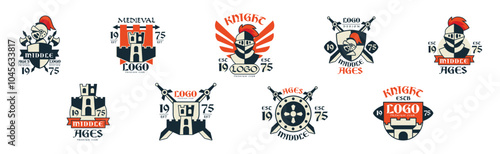 Middle Ages Logo Design and Medieval Emblem Vector Set
