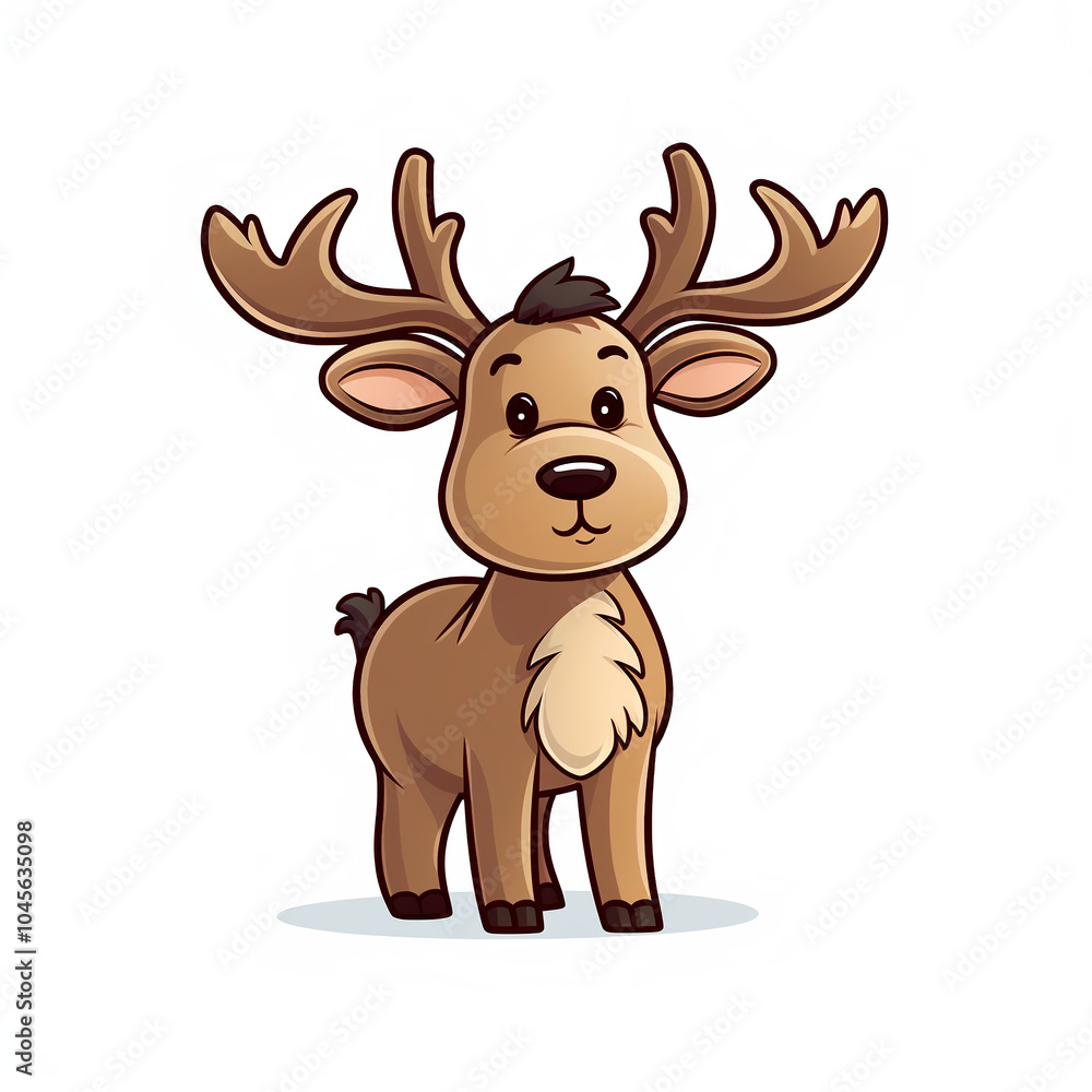 Cute Cartoon Moose with Large Antlers Cute Cartoon Moose with Large Antlers
