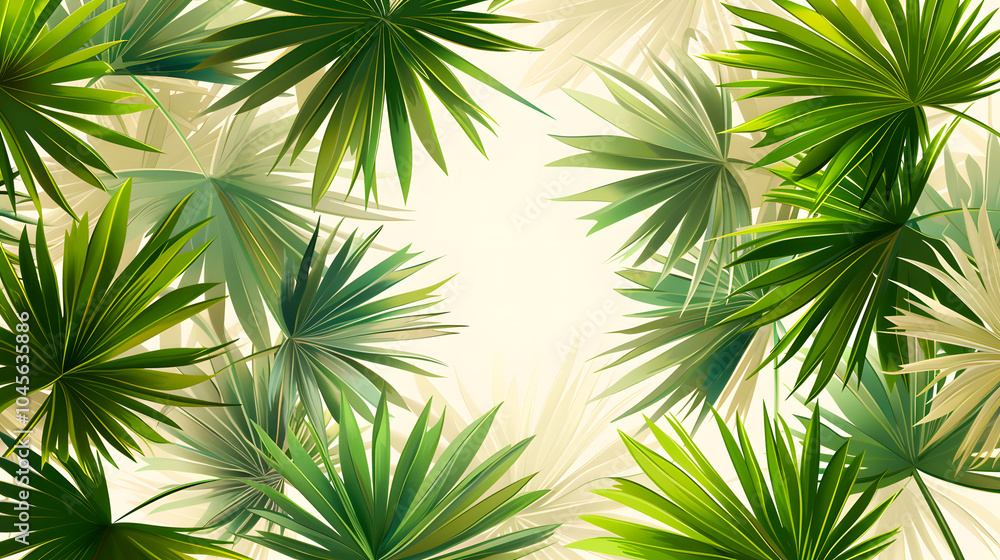 Hand-drawn seamless pattern of fan palm tropical leaves on a light background, ideal for web, card, poster, cover, invitation, brochure. Hand-drawn seamless pattern of fan palm tropical leaves on a light background, ideal for web, card, poster, cover, invitation, brochure.