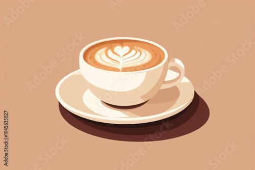 Latte art coffee cup illustration