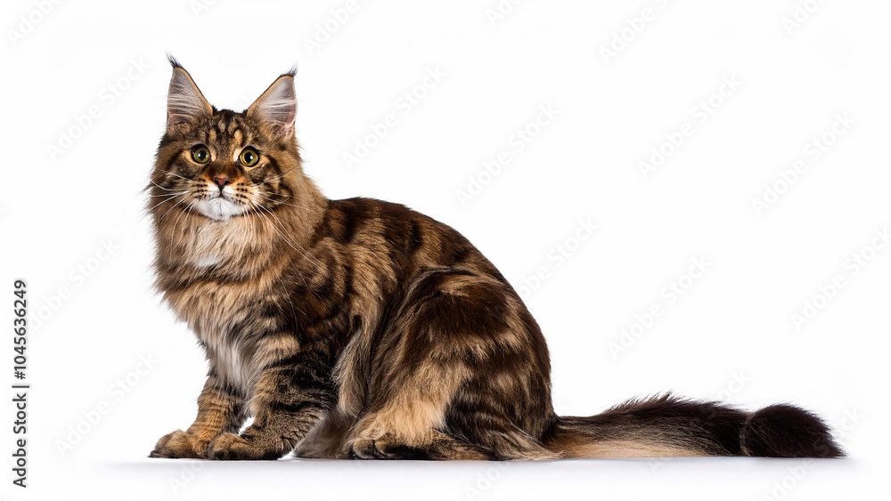 Fototapeta premium Karelian Bobtail sitting on a white background