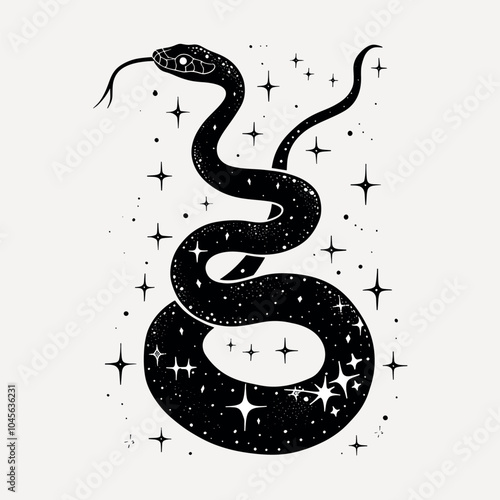 Mystical snake with starry design