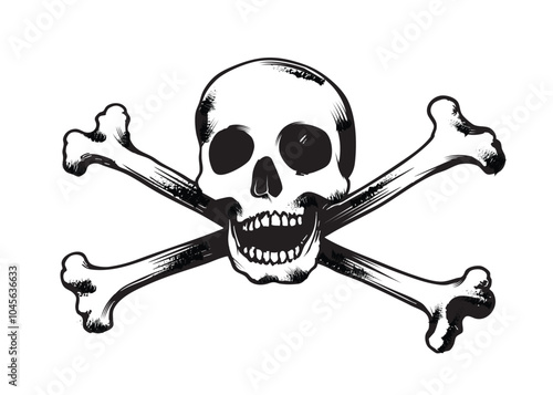 Skull and Crossbones: Pirate Symbol in Ink Drawing Style