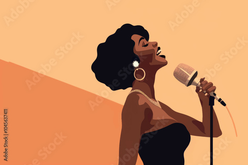 Elegant singer performing passionately