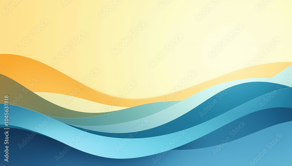 Abstract waves with a gradient of yellow and blue, wallpaper, ideal for fresh and energetic designs. Abstract waves with a gradient of yellow and blue, wallpaper, ideal for fresh and energetic designs.