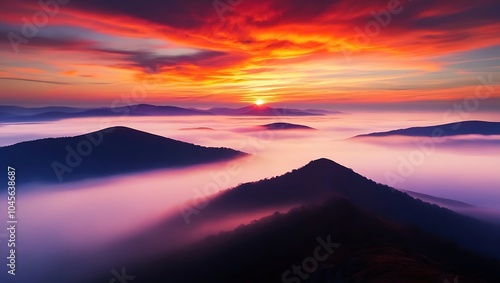 sunset, sky, mountain, landscape, sunrise, clouds, sun, nature, mountains, cloud, dusk, orange, red, morning, dawn, fog, sunlight, view, hills, evening, hill, beautiful, beauty, cloudscape, summer