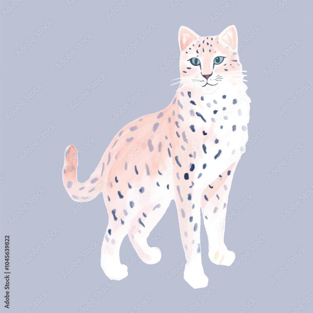 Obraz premium Watercolor illustration of spotted cat