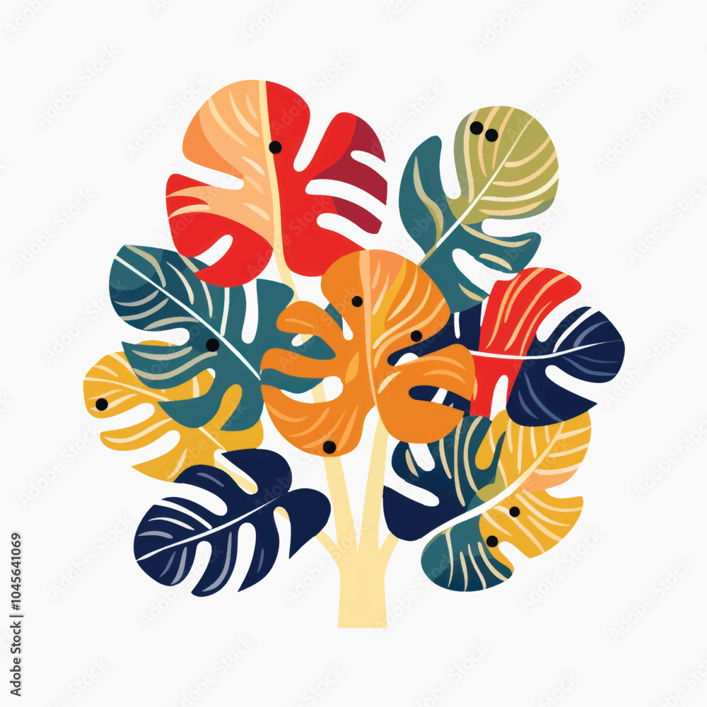 Colorful tropical monstera leaf illustration Colorful tropical monstera leaf illustration
