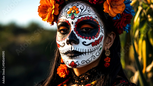 Festive Mexico's Day of the Dead Banner Vibrant Cultural Art suitable for business background, posters, wallpapers, banners, greeting cards, and advertising for business entities or brands.