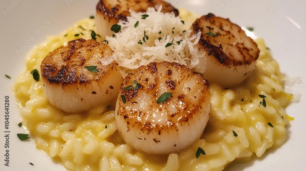 Gourmet Scallops with Creamy Risotto Dish Gourmet Scallops with Creamy Risotto Dish