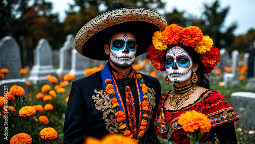 Festive Mexico's Day of the Dead Banner Vibrant Cultural Art suitable for business background, posters, wallpapers, banners, greeting cards, and advertising for business entities or brands.