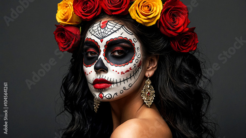 Festive Mexico's Day of the Dead Banner Vibrant Cultural Art suitable for business background, posters, wallpapers, banners, greeting cards, and advertising for business entities or brands.