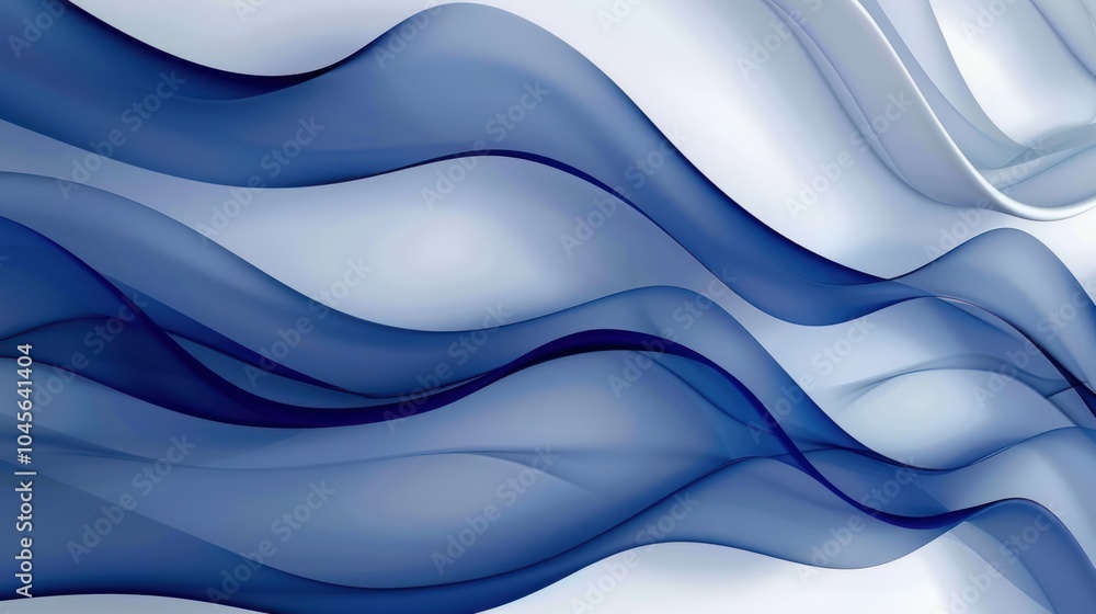 Obraz premium Abstract Blue Waves on White Background