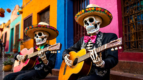 Festive Mexico's Day of the Dead Banner Vibrant Cultural Art suitable for business background, posters, wallpapers, banners, greeting cards, and advertising for business entities or brands.