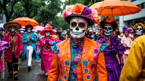 Festive Mexico's Day of the Dead Banner Vibrant Cultural Art suitable for business background, posters, wallpapers, banners, greeting cards, and advertising for business entities or brands.