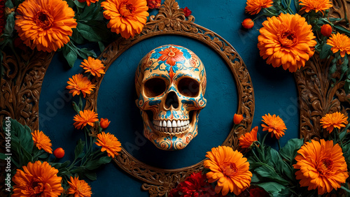 Festive Mexico's Day of the Dead Banner Vibrant Cultural Art suitable for business background, posters, wallpapers, banners, greeting cards, and advertising for business entities or brands.