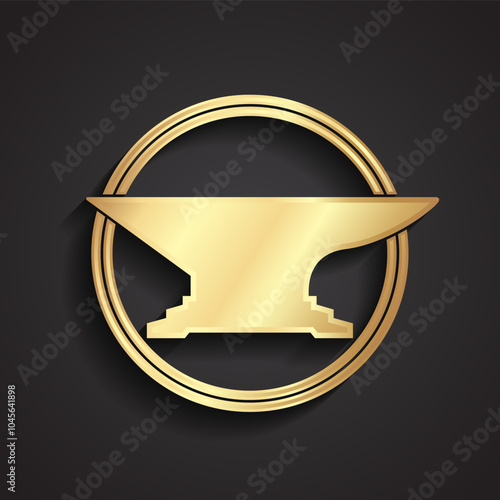 3d anvil gold metal logo design