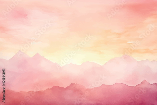 Serene watercolor mountain landscape