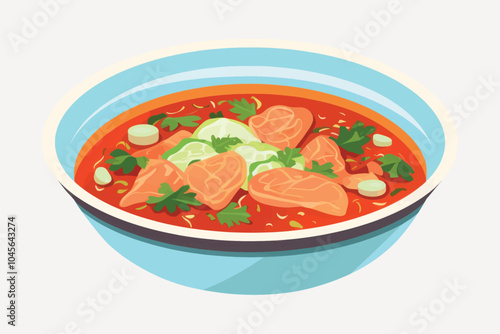 Delicious spicy soup with meat