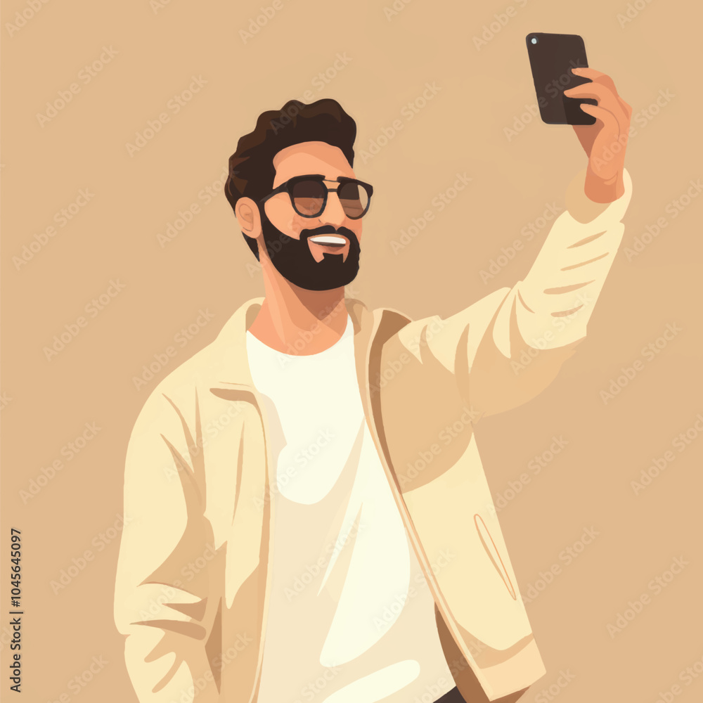 Man taking selfie illustration Man taking selfie illustration