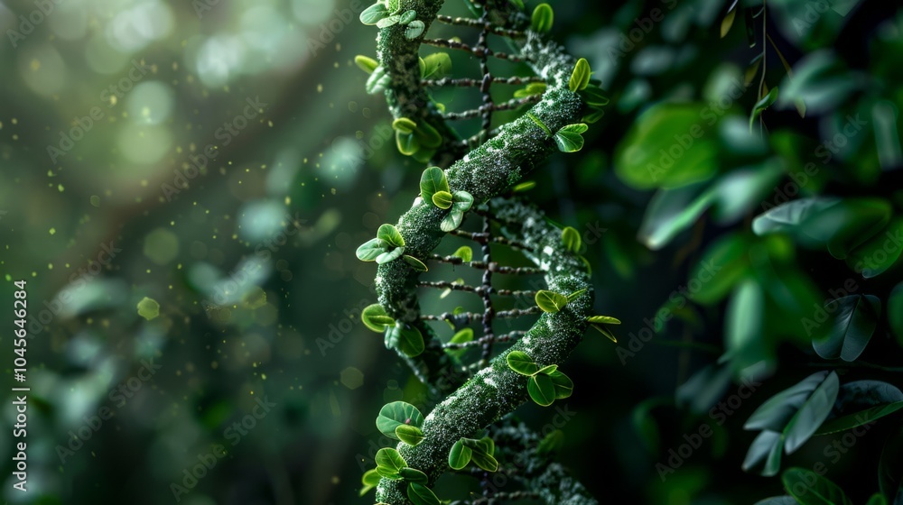 DNA Helix merged made up of with Plant Vines DNA Helix merged made up of with Plant Vines
