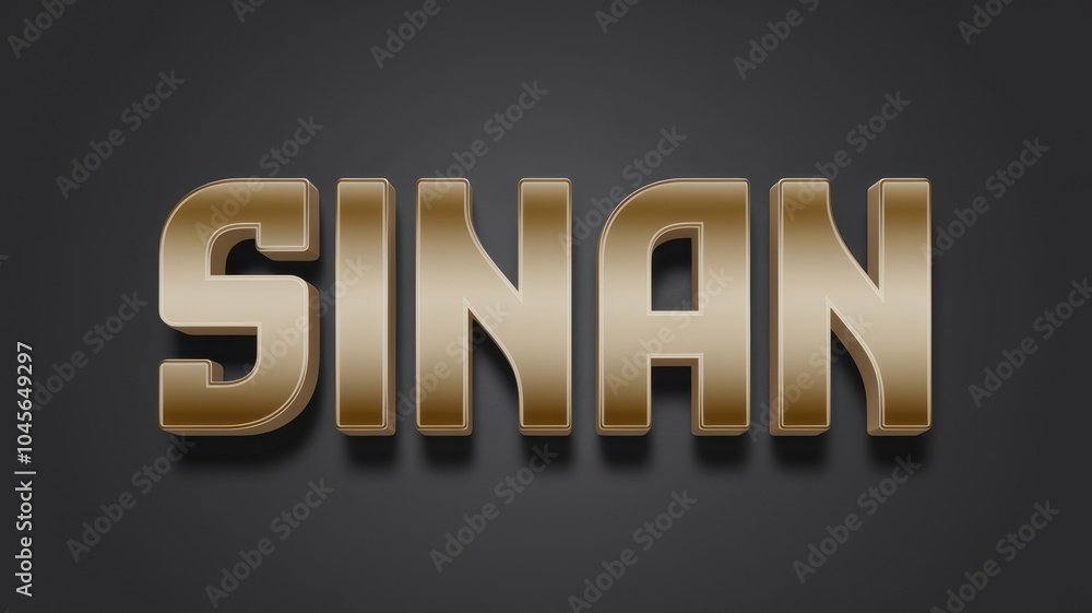 Stylized Text: Bold Gold 'SINAN' Lettering on Dark Background, Ideal for Branding and Design Projects Stylized Text: Bold Gold 'SINAN' Lettering on Dark Background, Ideal for Branding and Design Projects