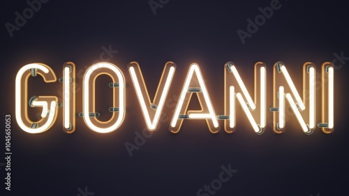 Neon Sign Design: Illuminated 'Giovanni' in Warm Colors on Dark Background, Perfect for Branding or Restaurant Decor