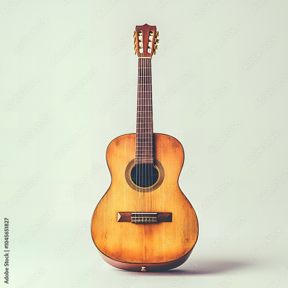 Naklejka premium A classic acoustic guitar, ready to play.