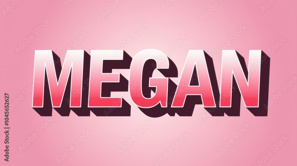 Bold Pink Typography: 'MEGAN' in 3D Style, Perfect for Personal Branding and Artistic Projects Bold Pink Typography: 'MEGAN' in 3D Style, Perfect for Personal Branding and Artistic Projects