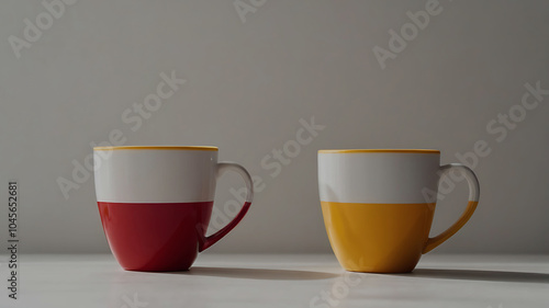 Coffee cup and stylish and modern coffee packaging with or dark brown and a table with a pink background